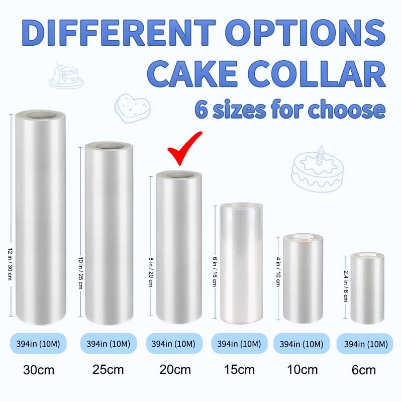 YQL Cake Collar 8 Inch,Acetate Cake Collar Roll DIY Acetate Sheet Baking Transparent Mousse Cake Sheets Surrounding Edge Clear Cake Strips for Baking Decorate Shaker Cards Making(8x394 Inch) - Image 2